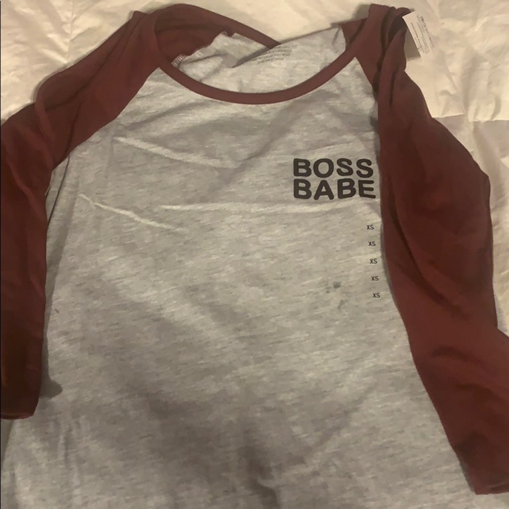 Gray n burgundy open shoulder shirt